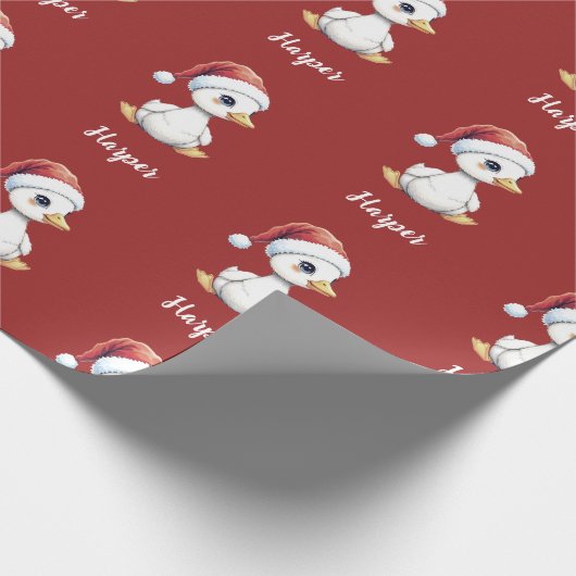 Personalized Cute Festive Christmas Goose Duck Geschenkpapier (Ecke)