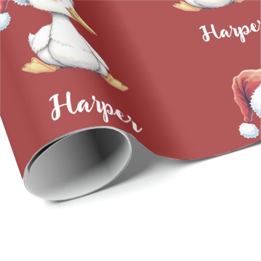 Personalized Cute Festive Christmas Goose Duck Geschenkpapier (Rolleneckpunkt)