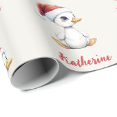 Personalized Cute Festive Christmas Goose Duck Geschenkpapier (Rolleneckpunkt)