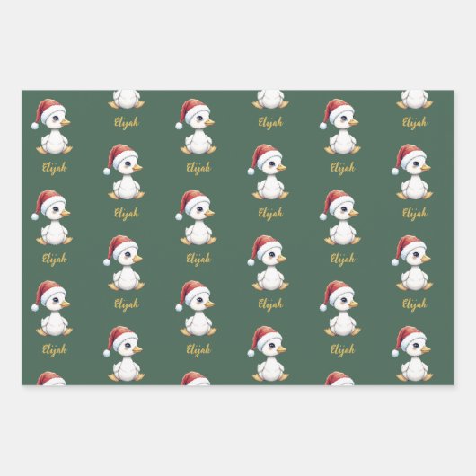 Personalized Cute Festive Christmas Goose Duck Geschenkpapier Set (Vorderseite 2)
