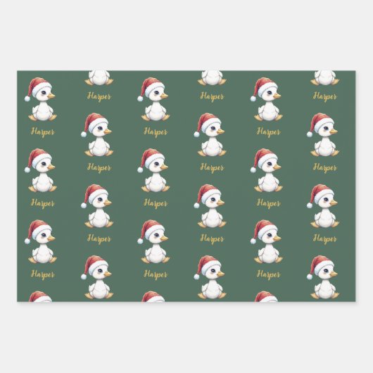 Personalized Cute Festive Christmas Goose Duck Geschenkpapier Set (Vorderseite)