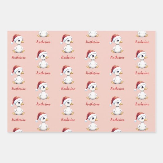 Personalized Cute Festive Christmas Goose Duck Geschenkpapier Set (Vorderseite 2)