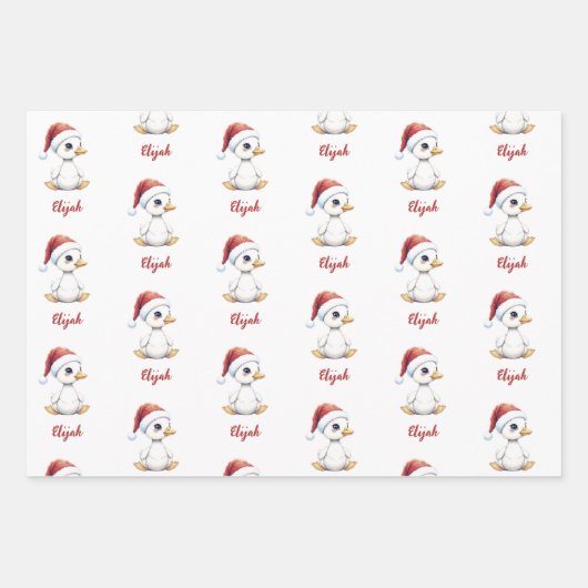 Personalized Cute Festive Christmas Goose Duck Geschenkpapier Set (Vorderseite 2)