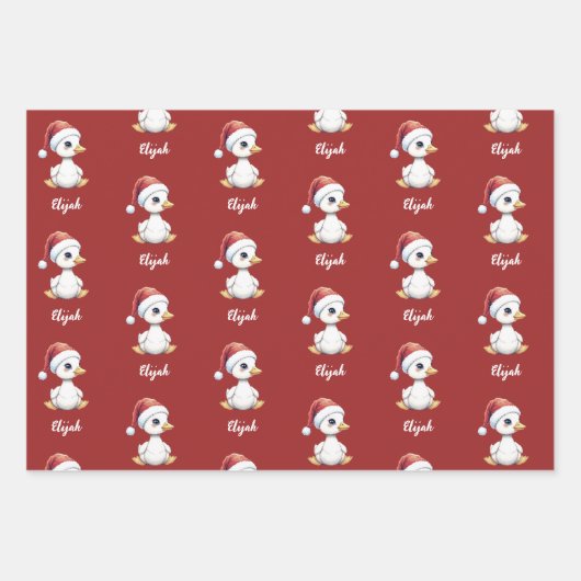 Personalized Cute Festive Christmas Goose Duck Geschenkpapier Set (Vorderseite 2)