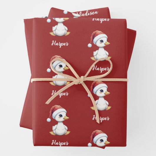 Personalized Cute Festive Christmas Goose Duck Geschenkpapier Set (Beispiel)