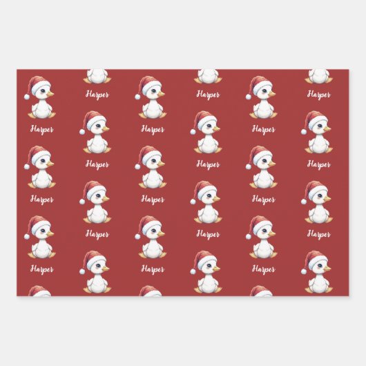 Personalized Cute Festive Christmas Goose Duck Geschenkpapier Set (Vorderseite)
