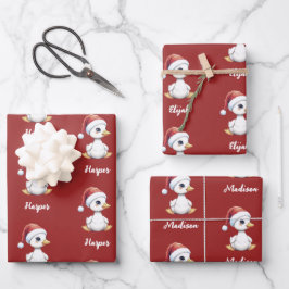 Personalized Cute Festive Christmas Goose Duck Geschenkpapier Set