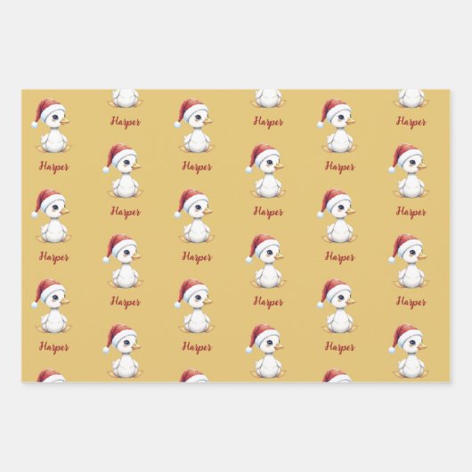 Personalized Cute Festive Christmas Goose Duck Geschenkpapier Set (Vorderseite)