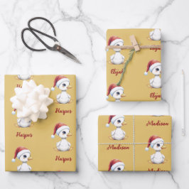 Personalized Cute Festive Christmas Goose Duck Geschenkpapier Set