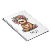 Personalized Cute Floral Sloth with Flower Crown Notizblock (Rechte Seite)