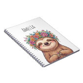 Personalized Cute Floral Sloth with Flower Crown   Notizblock (Rechte Seite)