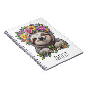 Personalized Cute Floral Sloth with Flower Crown   Notizblock (Rechte Seite)