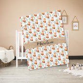 Personalized Cute Fox baby blanket keepsake Fleecedecke