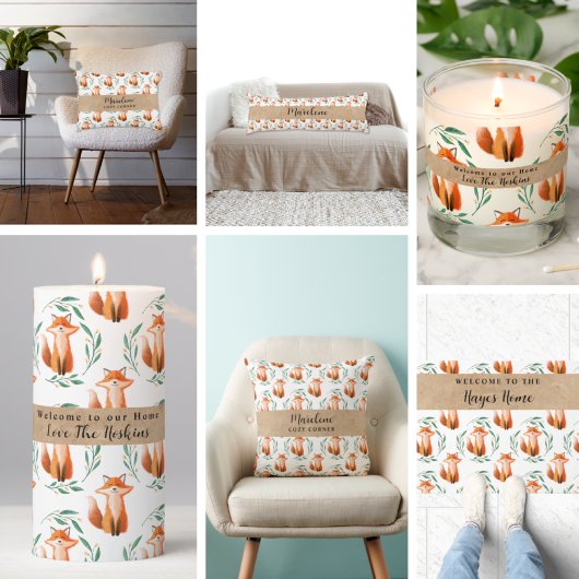 Personalized Cute Fox woodland kitchen  Geschirrtuch