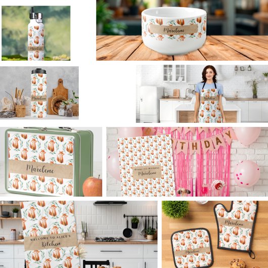 Personalized Cute Fox woodland kitchen  Schürze