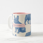 Personalized Cute French Bulldog Zweifarbige Tasse (Vorderseite Links)