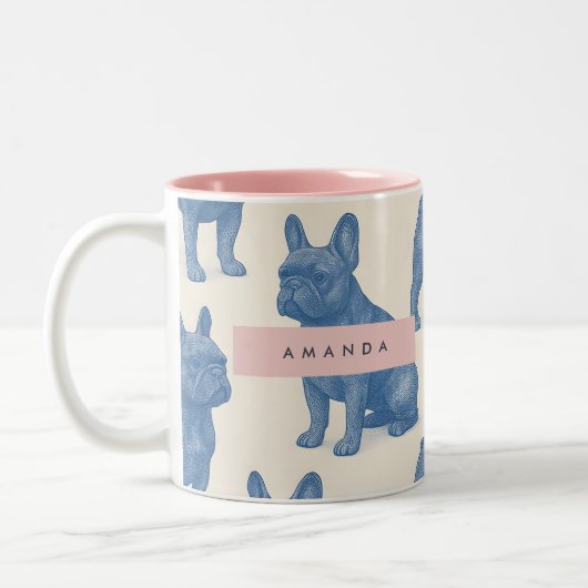 Personalized Cute French Bulldog Zweifarbige Tasse (Links)