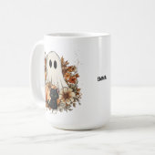 Personalized Cute Ghost and Black Cat Autumn Mug Kaffeetasse (Vorderseite Links)