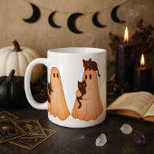 Personalized Cute Ghost and Black Cat Autumn Mug Kaffeetasse