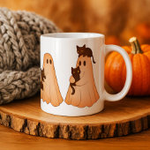 Personalized Cute Ghost and Black Cat Autumn Mug Kaffeetasse