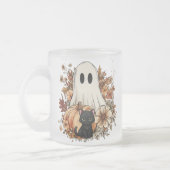Personalized Cute Ghost and Black Cat Autumn Mug Mattglastasse (Links)