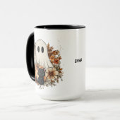 Personalized Cute Ghost and Black Cat Autumn Mug Tasse (Vorderseite Links)