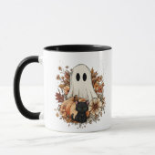 Personalized Cute Ghost and Black Cat Autumn Mug Tasse (Links)