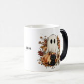 Personalized Cute Ghost and Black Cat Autumn Mug Verwandlungstasse (VorderseiteRechts)