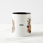 Personalized Cute Ghost and Black Cat Autumn Mug Zweifarbige Tasse (Mittel)