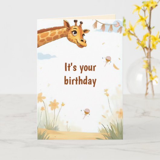 Personalized Cute Giraffe Birthday Card Karte (Gelbe Blume)
