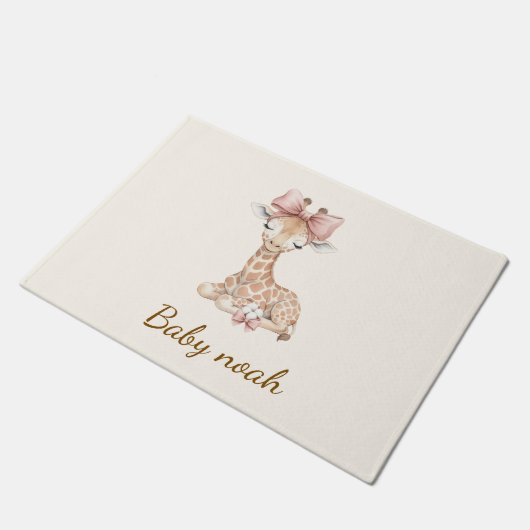 Personalized Cute Giraffe Small Area Rug - Custom  Fußmatte (Schrägansicht)