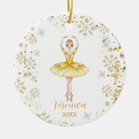 Personalized Cute Girl Ballet Nutcracker Birthday  Keramik Ornament (Vorne)