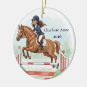 Personalized Cute Girls Horse Show Jumping Keramik Ornament (Links)