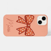 Personalized Cute girly gingham bow ribbon iPhone Hülle (Rückseite (Horizontal))