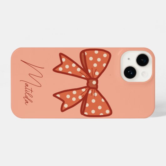 Personalized Cute girly gingham bow ribbon  iPhone Hülle (Rückseite (Horizontal))