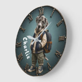 Personalized Cute Great Dane Puppy Backpack Große Wanduhr (Winkel)