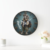 Personalized Cute Great Dane Puppy Backpack Große Wanduhr (Zuhause)