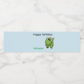 Personalized cute green dinosaurs blue birthday wasserflaschenetikett (Einzelnes Label)