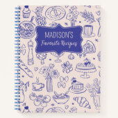 Personalized Cute Hand Drawn Food Flower Recipe Notizblock (Vorderseite)