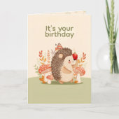 Personalized Cute Hedgehog Birthday Card Karte (Vorderseite)