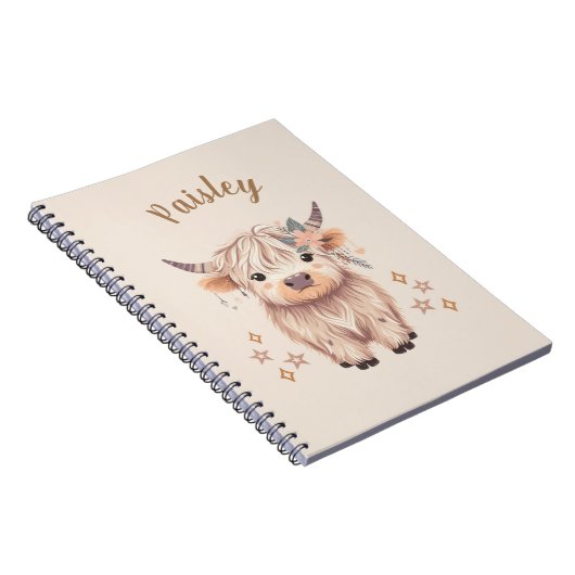 Personalized Cute Highland Cow Notebook Notizblock (Rechte Seite)