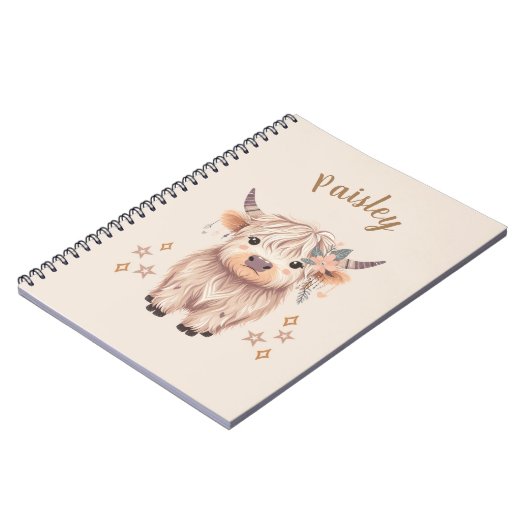 Personalized Cute Highland Cow Notebook Notizblock (Linke Seite)