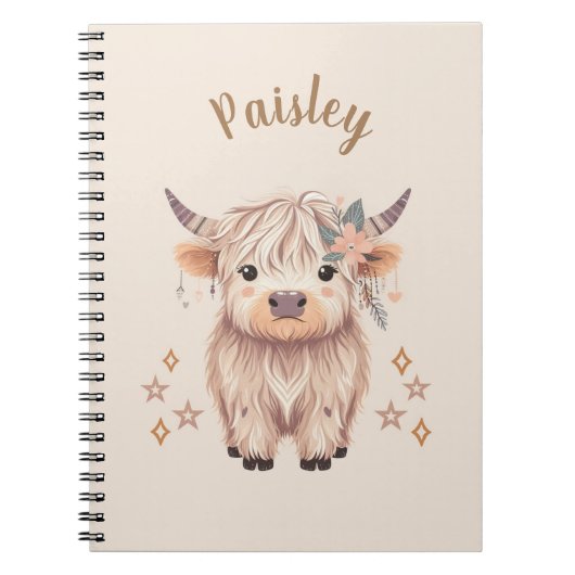 Personalized Cute Highland Cow Notebook Notizblock (Vorderseite)