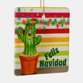 Personalized Cute Holiday Cactus Feliz Navidad Keramikornament (Rechts)