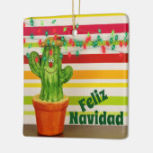 Personalized Cute Holiday Cactus Feliz Navidad Keramikornament (Links)