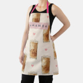 Personalized Cute Iced Coffee with Hearts Pattern Schürze (InSitu)