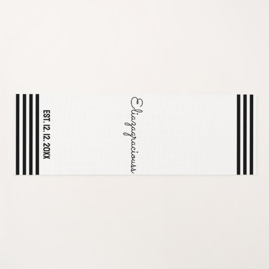 Personalized Cute Initial Name White B;ack Modern Yogamatte (Vorderseite (Horizontal))