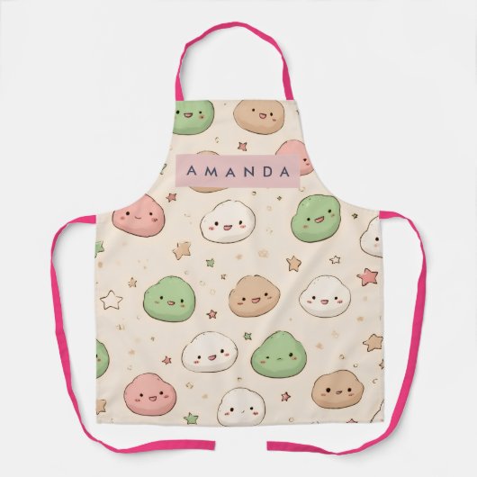 Personalized Cute Kawaii Mochi Pattern Schürze (Vorderseite)