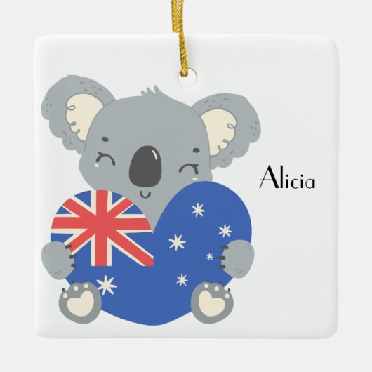 Personalized Cute Koala Australian Christmas Keramikornament (Vorderseite)