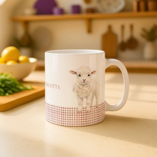 Personalized Cute Lamb Baby Sheep Name Mug Kaffeetasse